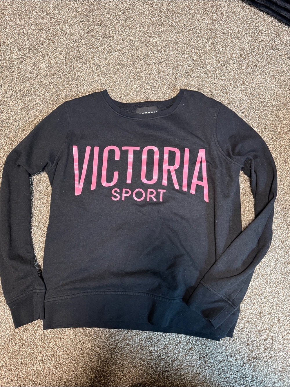 Victoria's Secret Black Sweatshirt with Pink Victoria Sport Logo